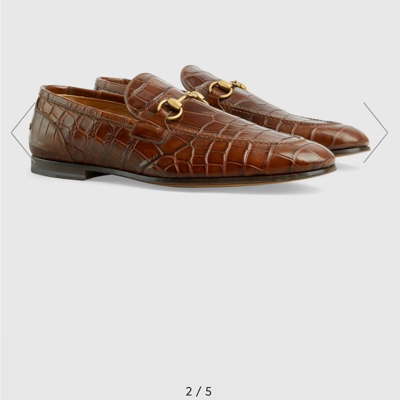 Gucci Brown Slip-On Loafers with Gold Hardware and Glossy Finish